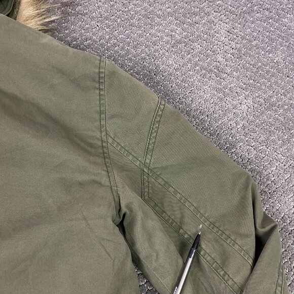 Abercrombie & Fitch Jacket Parka Military Faux Fur Collar Women's Small Green - Picture 8 of 16